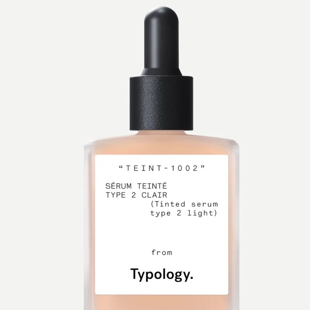 Typology tinted serum with vitamin c, squalane, and aloe Vera. Shade: light.
